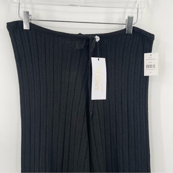 SNDYS Everyday Lounge x Revolve Baha Ribbed Knit Wide Leg Pants Black Medium NWT - Picture 13 of 16